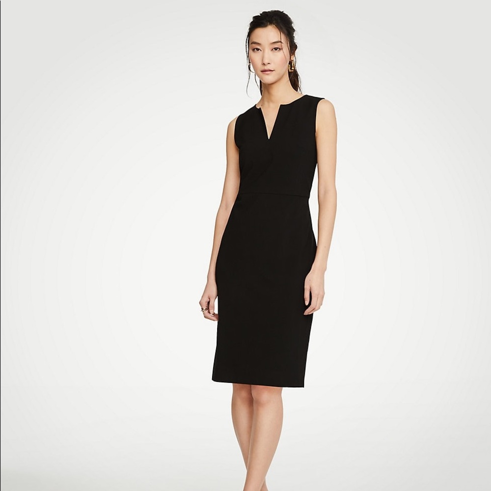Split-Neck Sheath Dress in Seasonless Stretch